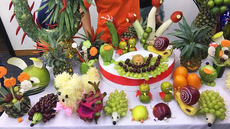 Trang trí tết bằng trái cây